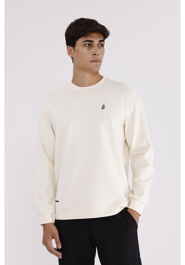 Rowinger Modal Karışımlı Yumuşak Dokulu Rahat Kalıp Esnek Kullanım Sunan Sweatshirt Ecru