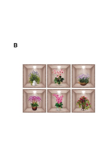 1 Takım 3d Vinil Duvar Sticker Vazolar İle Tasarım Yeşil Bitkiler Çiçek Çarpıcı Oda Dekorasyonu İçin Solmayan Basit Operasyon Çıkartmaları D Diğer