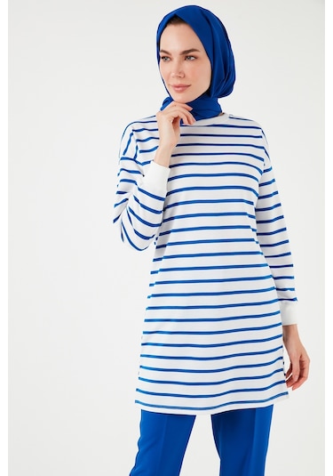 Lela Modest Çizgili Pamuklu Regular Fit Bisiklet Yaka Bayan Tunik 5865784 Saks Lela Modest Çizgili Pamuklu Regular Fit Bisiklet Yaka Bayan Tunik 5865784 Saks