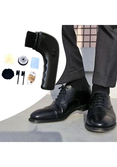 Homyl Elektrikli Ayakkabı Cilalama Fırçası Deri Bakım Seti Siyah