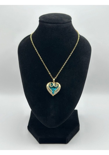 Arnes Jewelry Çelik Zirkon Taşlı Kalpli Kolye Ar485nes Gold
