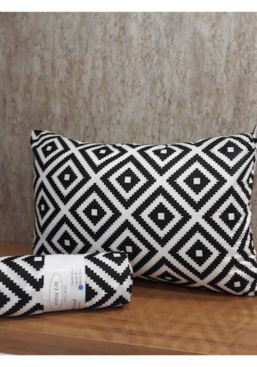 Üntaş Tek Kişilik Lastikli Çarşaf +1 Adet Yastık Kılıfı Diagonalsiyahbeyaz Ecdia1