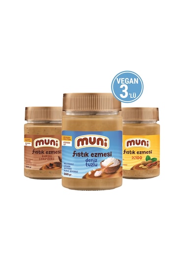 Muni Fıstık Ezmesi Vegan 3 x 300 G