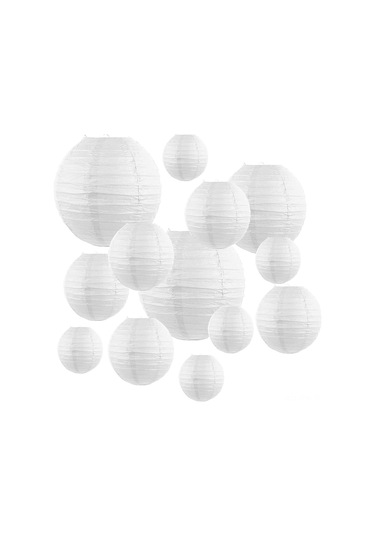 Tenfowee Beyaz Dairesel Kağıt Fener Seti 4 Adet Her Boyut: 4",6",8",10",12" - Toplam 20 Adet - Bayram, Düğün, Parti Ve Ev Dekorasyonu Asılı Aydınlatma