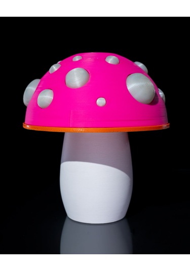 Mantar Abajur Beyaz - Kırmızı