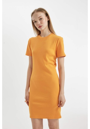DeFacto Coool Bodycon Vücudu Saran Bisiklet Yaka Fitilli Kaşkorse Kısa Kollu Mini Elbise - C1503AX24SPYL157 DeFacto Coool Bodycon Vücudu Saran Bisiklet Yaka Fitilli Kaşkorse Kısa Kollu Mini Elbise - C1503AX24SPYL157