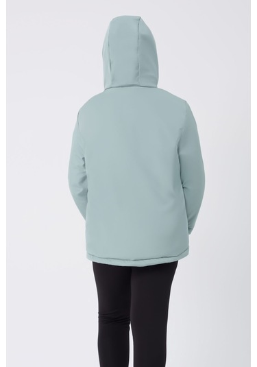 Kız Çocuk Mint Yeşil İçi Kürklü Su Ve Rüzgar Geçirmez Kapüşonlu 3 Cep Kışlık Mont & Kaban & Parka Mint Yeşili