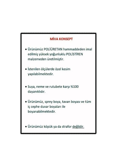 Dekoratif Boyanabilir Poliüretan Duvar Çıtası En 2.5 Cm Uzunluk :120 Cm