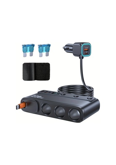 Fochsia Siyah 228w 9 İn 1 Hızlı Araba Şarj Cihazı Ekran Göstergeli Qc Pd 3.0 Bağımsız Anahtar Tüm Araçlar İçin