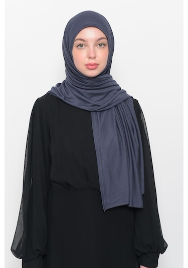 Hazır Pratik Geçmeli Lüks Düz Penye Şal Çapraz Hizalı Füme
