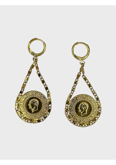 Arnes Jewelry Çelik Çeyrekli Küpe Gold