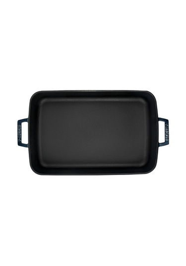 Lava Döküm Ölçü 26x40cm. Dikdörtgen Rosto Ve Fırın Tepsisi Döküm Demir Yekpare Çift Kulplu Premium Serisi - Majolica Gri Gri