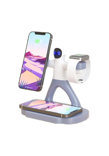 Shineyee Magsafe Spaceman Dual 15w Telefon Tutucu Manyetik Kablosuz Şarj Standı Hızlı Şarj İstasyonu 3'ü 1 Arada Diğer