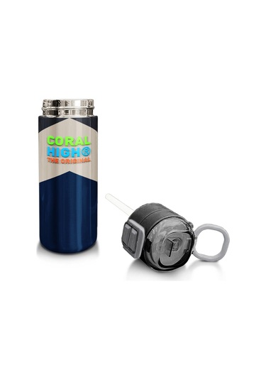 Coral High Kids Lacivert Koyu Gri Bej Desenli Pipetli Ve Direkt İçim Çelik Termos 500 Ml 31893 Lacivert - Şeffaf