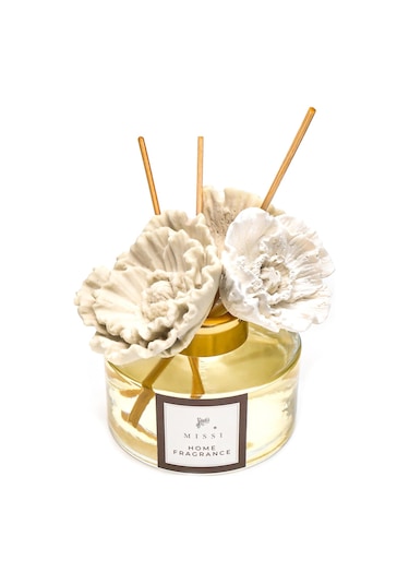 Missi Seramik Çiçek Taşlı Bambu Çubuklu Vanilya Sandal Oda Kokusu 150 ML