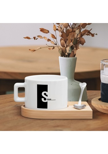 Bk Gift Kişiye Özel İsimli Ahşap Altlıklı Seramik Fincan-11 , Meslek Hediyesi, Yeni İş Hediyesi Kobitmeyen138087 Bk Gift