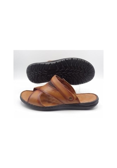 Büyük Numara Terlik - Büyük No Sandalet Trd175 Taba Siyah