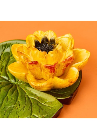 Evidea Deco Lotus Dekoratif Tabak - Sarı - 12 Cm
