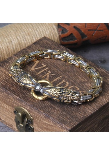 Gümüş Asla Fade Kaya Viking Kurt Charm Bilezik Erkek Paslanmaz Çelik Hasır Zincir Kurt Punk Bilezikler Biker Takı Kutusu Olmadan 23cm Gümüş