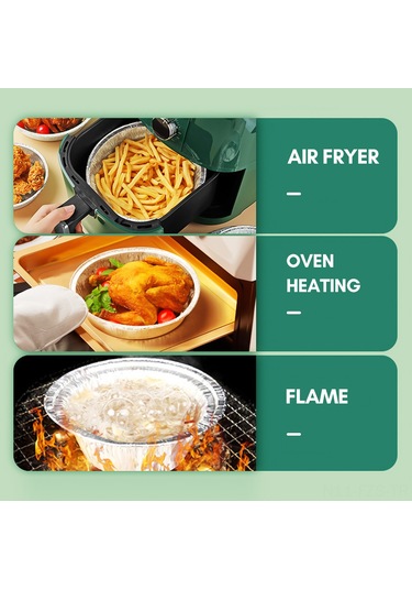 Fosenze Fırın Ve Air Fryer İçin Alüminyum Folyo Tepsiler - Yağ Giderici, Yıkama Gerektirmeyen, Isı Dayanıklı 8 İnç Derin Tepsi 20 Adet