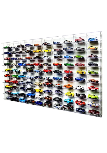 Şeffaf Pleksi Hobi Araba Rafı 100 Araçlık