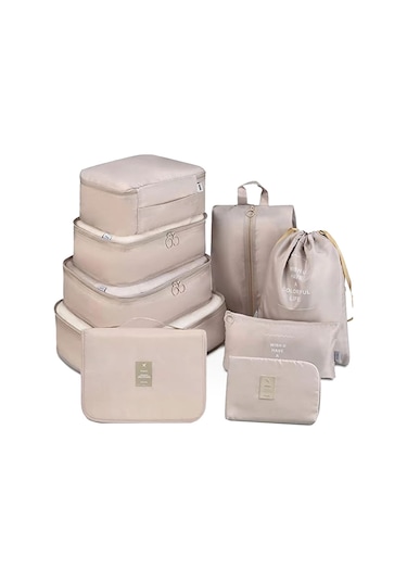 Maiyame Seyahat Depolama Seti 9 Parça - Bej: Ayakkabı Çantası, Giyim Poşetleri, Dijital Cihaz Kutusu İle Ev Ve Seyahat İçin Organizasyon Bej