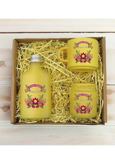 Bk Gift Kişiye Özel İsimli Dtf Anne Temalı Sarı Kahve Fincanı & Kolonya & Mum Hediye Seti-6, Anneye Hediye, Anneler Günü Hediyesi Kobitmeyencom30980 B