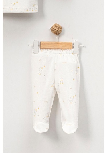 Bebitof %100 Pamuk Civciv Desenli 5 Parça Yenidoğan Hastane Çıkışı Zıbın Seti Bbtf.ekr.20133.03 Ekru