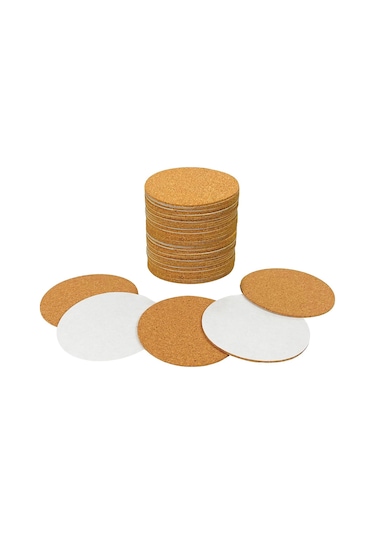 Xurunkeji 40 Paket Kendinden Yapışkanlı Mantar Yuvarlak 3,5 İnç Destek Sayfaları Mantar Bardak Altlıkları Kendin Yap El Sanatları İçin - Alt Koruma Kahverengi