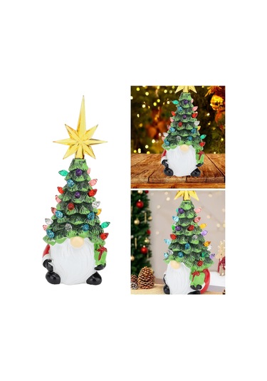 Kosona Akıllı Işıklı Reçine Cüce Noel Ağaçı Dekorasyonu - Kablosuz, Çok Renkli Işık, Ev Ofis Dekoru