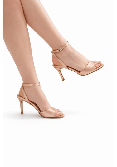 Tual Shoes Kadın Topuklu Ayakkabı Altın - Gül