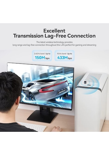 Vention Wifi Adaptörü 5ghz 433mbps/2.4ghz 133mbps Çift Bant