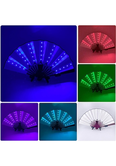 Canlı Menekşe Yanıp Sönen Katlanır Led Fan Dans Işıkları Fan Gece Gösterisi Aydınlık Bar Gece Kulübü Parti Hediyeler Karanlıkta Glow Çok Renkli