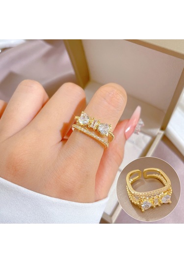 Ayarlanabilir Açıklığa Sahip Zarif Zirkon Yüzük No.66 Çok Renkli