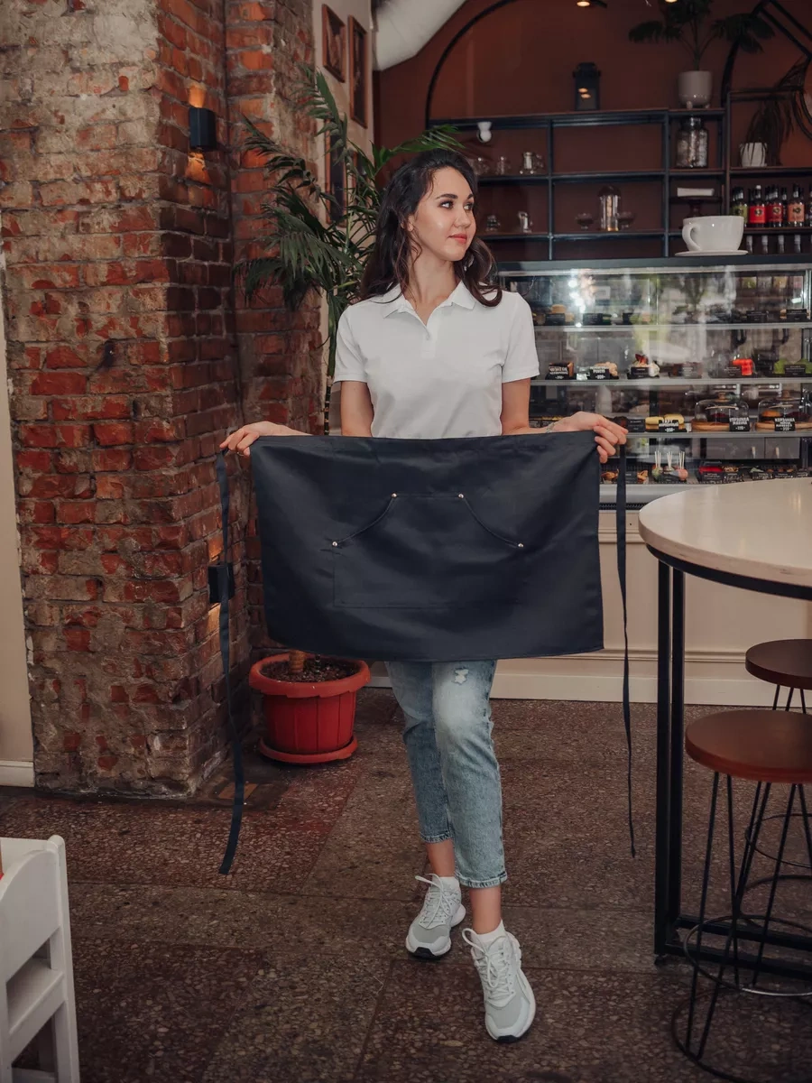 Valiver Göğüslük Olmayan Kısa Kemerli Garson İş Önlüğü 43193058 Koyu Gri