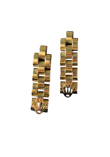 Gold Sallantılı Kral Tacı Çelik Küpe Altın