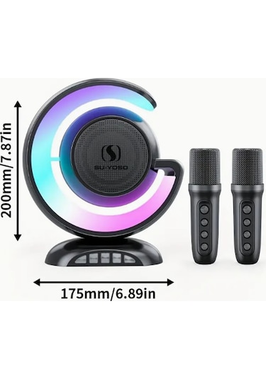 Nettech Çift Mikrofon Led G Shaped Lamba Speaker Kablosuz
