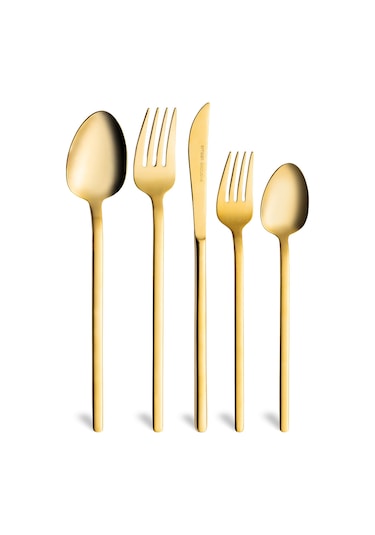 Emsan Lora Parlak Gold 60 Parça 12 Kişilik Çatal Kaşık Bıçak Takımı Gold