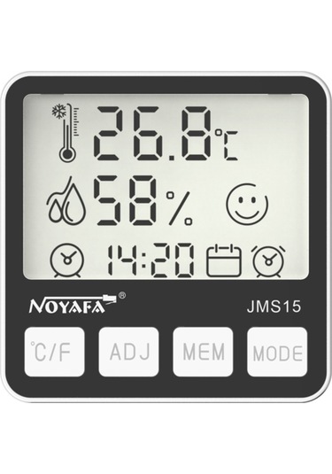 Lemestar Noyafa Jms15 Dijital Termometre Higrometre - İç/dış Mekan Sıcaklık Ve Nem Ölçer, Takvim Ve Alarmlı