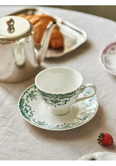 Roomi Seramik Çay Takımı 200 Ml, Fincan Ve Fincan Tabağı Seti 253613822 Beyaz