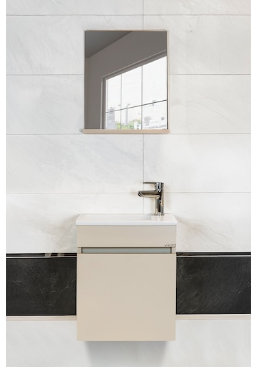Fit Banyo Dolabı Seti 45 Cm Vizon Aynalı Lavabolu Mdf Vizon Fit Banyo Dolabı Seti 45 Cm Vizon Aynalı Lavabolu Mdf Vizon