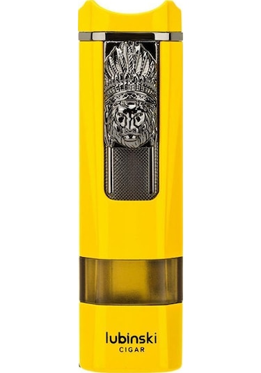 Lubinski Lion Sehpalı Delicili Tek Torch Puro Çakmağı Sarı