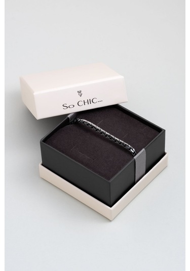 Çift Renkli 21 Cm Çelik Erkek Bileklik Gri