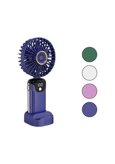 Led Göstergeli Type-c Şarjlı Mini El Fanı Sabit Başlık 5-kademe Hız Telefonluklu M.üstü Ayak Vantila