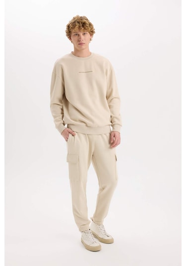 DeFacto Regular Fit Jogger Eşofman Altı Basic Düz Kargo Cepli Lastikli Paça D5252AX25SPBG155