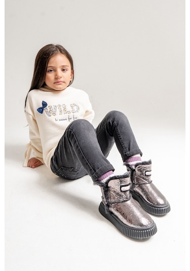 Mnpc Kız Çocuk Platin Hakiki Deri Hakiki Kürklü Suya Dayanıklı Bot 25k4b11048483 Platin