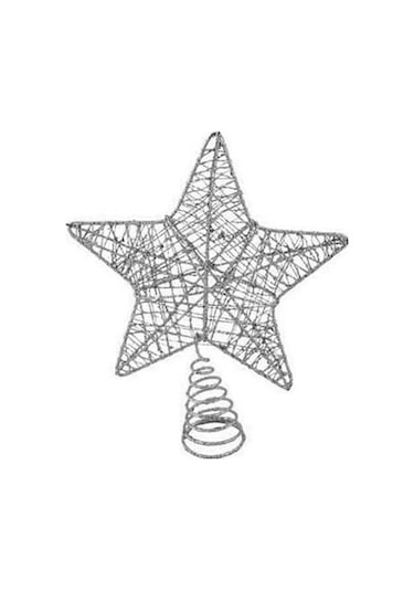 Yılbaşı Çam Ağacı Tepeliği Gümüş Yıldız Tel Tepelik 24 Cm