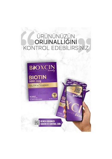 Bioxcin Biotin 5.000 Mcg + Çinko 15 Mg Saç ve Tırnak Vitamini 2 x 30 Tablet
