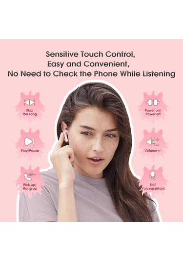 Onıkuma T301 Şeffaf Karikatür Kablosuz Bluetooth Kulaklık Pembe