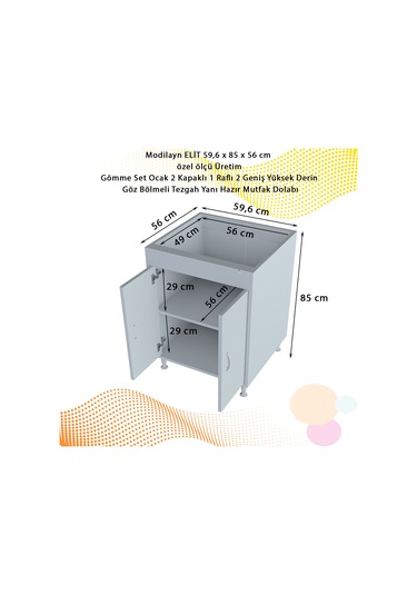 Modilayn Elit 59,6x85x56 Cm Gömme Ankastre Dolabı Beyaz